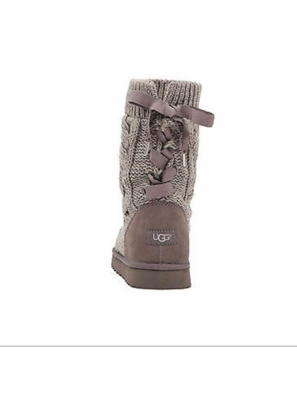 UGG Isla Gray Cable Knit Boots - Picture 3 of 7